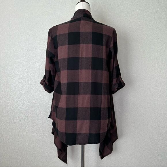 Knox Rose Buffalo Plaid Open Front Kimono - Picture 8 of 13